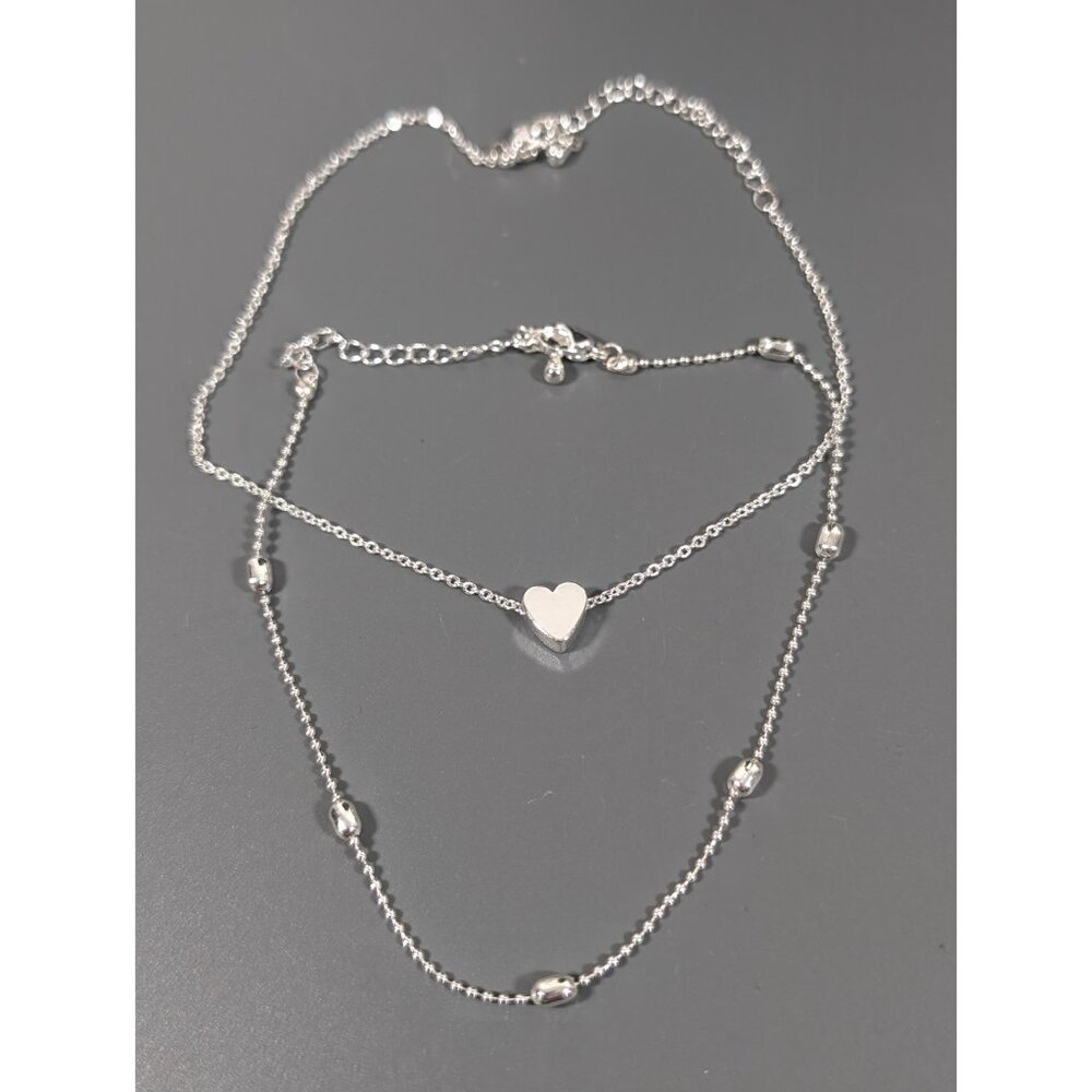 Set of‎ 2 Heart Chain Ankle Bracelets Anklet 11 in Y2K Minimalist Boho